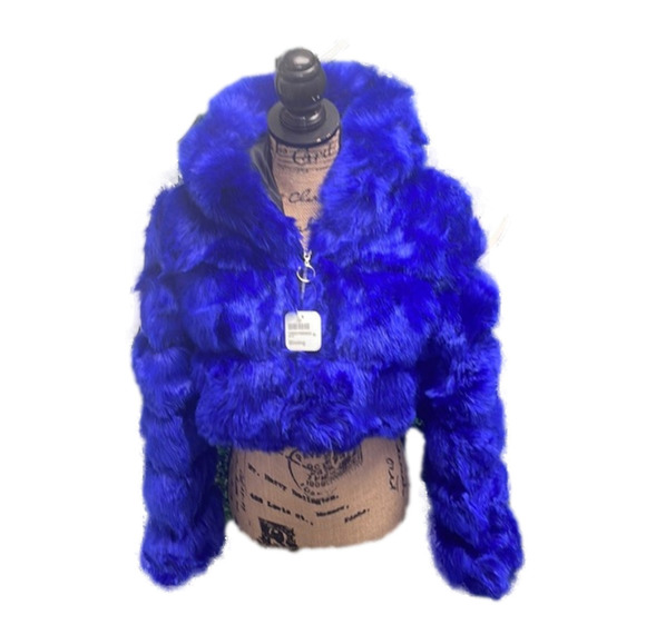 BLUE Fur Jacket NEW